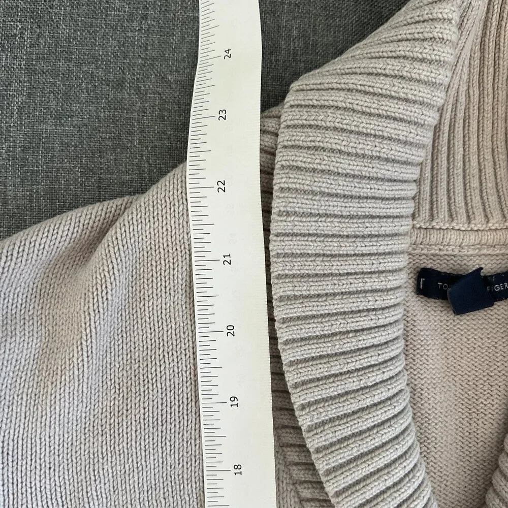 2for$30🏷Tommy Hilfiger Oatmeal Shawl Collar Pullover Knit Sweater - Picture 7 of 12